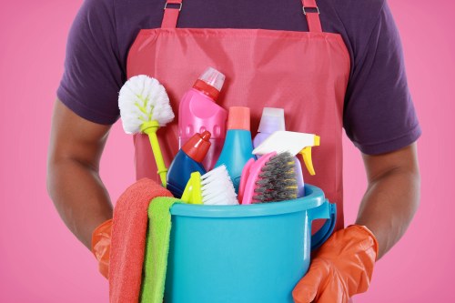 Carpet cleaner preparing equipment for a professional carpet cleaning appointment